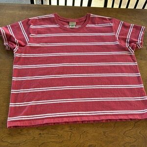 LLBean short sleeved red striped tshirt. Size large